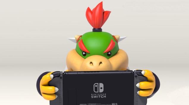 baby bowser jugando con Nintendo Switch