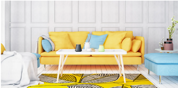 sala con sofá amarillo