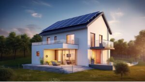 Paneles solares fotovoltaicos instalados sobre los techos de viviendas para aprovechar la energía del sol.